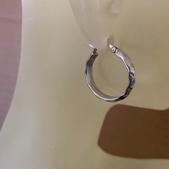 Independent Jewelry - NEW Real 14K White Gold Twisty Hoop Earrings